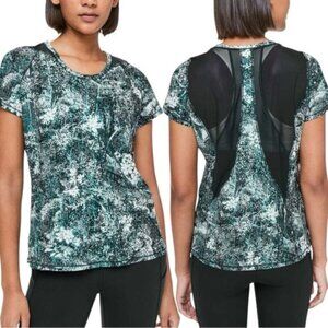 Lululemon Seek The Heat Short Sleeve Size 4 Wildwood White Multi Nocturnal Teal